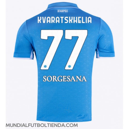 Camiseta SSC Napoli Khvicha Kvaratskhelia #77 Primera Equipación Replica 2024-25 mangas cortas